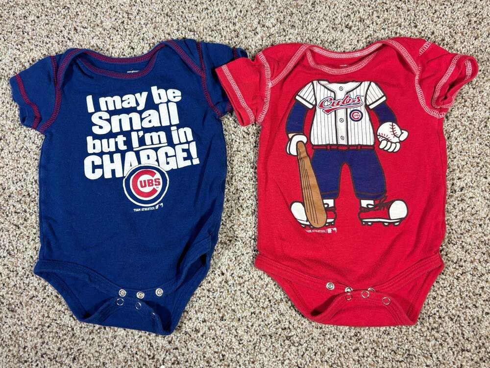 Team Athletics MLB Chicago Cubs Infant Baby Bodysuits, Size 12M, 2-Piece Set 143
